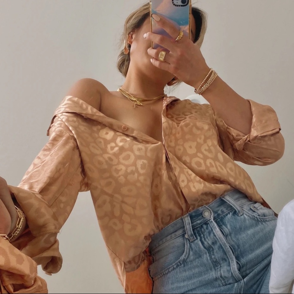 12th Tribe Gold Rush Leopard Blouse